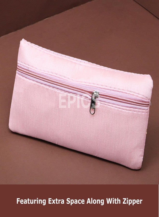 Epics Present (Pack Of 6) Embroidery Wedding Return Gift Women Wholesale Bridal Traveling potli Bag with Zipper for Ladies Shagun Purse Gifting Haldi Mehandi. - Image 2